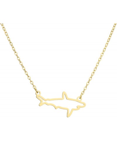 Simple Shark Animal Pendant Necklace Sea Shark Necklace for Women Girls Fashion Beach Holiday Jewelry gold $8.09 Necklaces