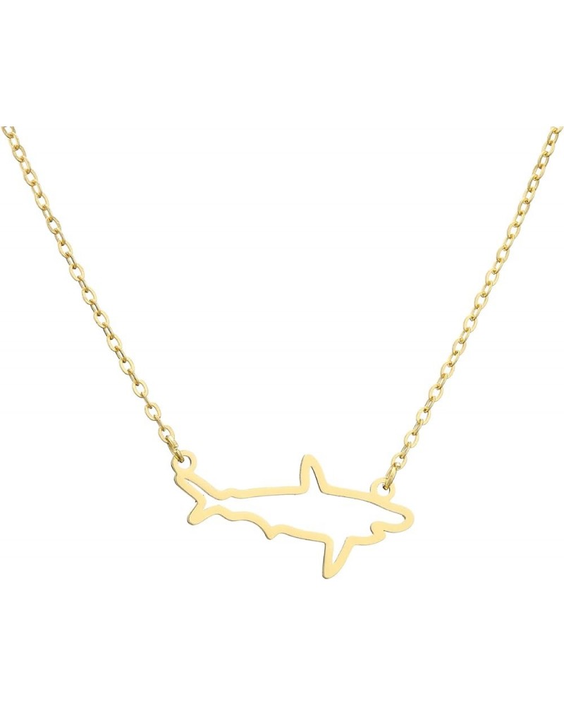 Simple Shark Animal Pendant Necklace Sea Shark Necklace for Women Girls Fashion Beach Holiday Jewelry gold $8.09 Necklaces