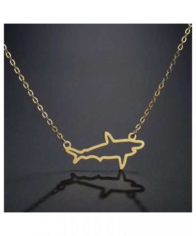 Simple Shark Animal Pendant Necklace Sea Shark Necklace for Women Girls Fashion Beach Holiday Jewelry gold $8.09 Necklaces