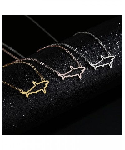 Simple Shark Animal Pendant Necklace Sea Shark Necklace for Women Girls Fashion Beach Holiday Jewelry gold $8.09 Necklaces