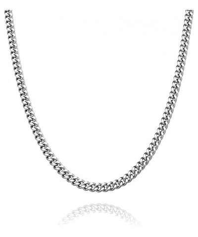 Stainless Steel 4mm Cuban Link Necklace Chain for Men Women Minimalist Jewelry Gifts 24 IN Silver $10.07 Necklaces