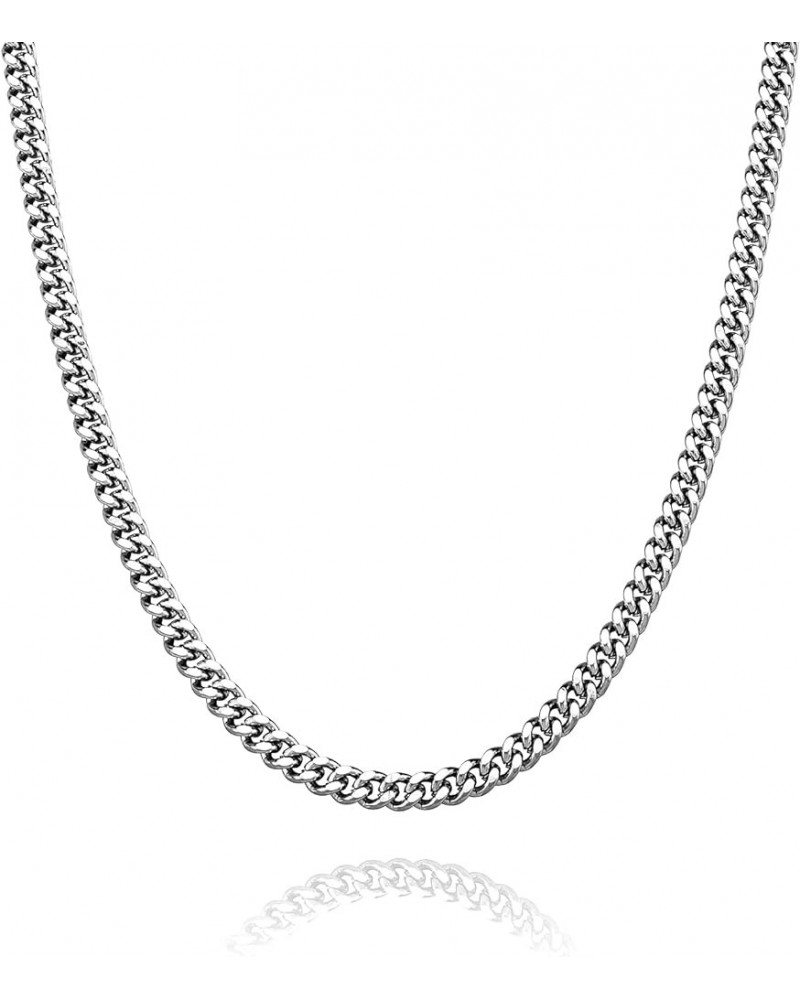 Stainless Steel 4mm Cuban Link Necklace Chain for Men Women Minimalist Jewelry Gifts 24 IN Silver $10.07 Necklaces