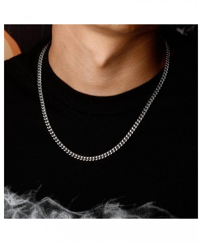 Stainless Steel 4mm Cuban Link Necklace Chain for Men Women Minimalist Jewelry Gifts 24 IN Silver $10.07 Necklaces