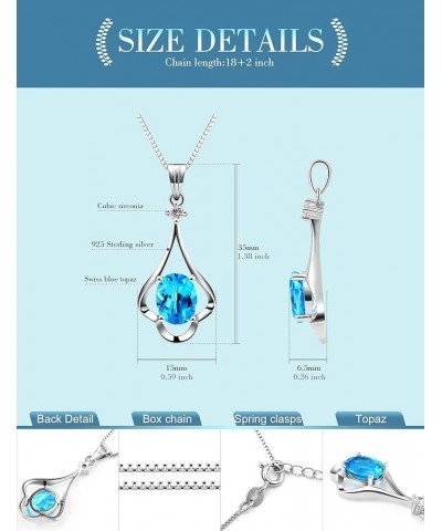 Fine Jewelry Natural Gemstone Women Gifts 925 Sterling Silver Swiss Blue Topaz Pendant Necklace Infinity Love $38.24 Necklaces