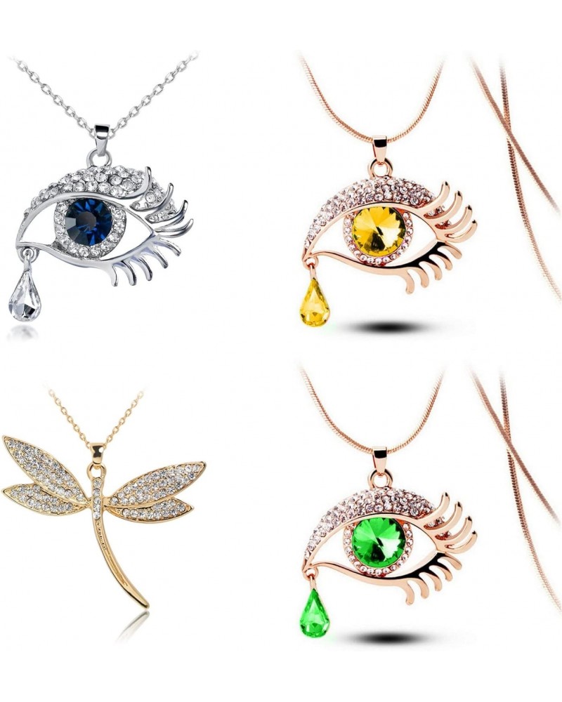 Long Drop Eyelashes Chain Sweater Crystal Magic Eye Necklace Tear Fashion Necklaces Pendants Bride Necklace $5.50 Necklaces