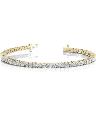 14K Gold Diamond Tennis Bracelet with 2 – 14 CTW Lab Grown Diamonds, E-F, VS1-VS2 Diamond Bracelet 7 11 CTTW Yellow Gold $2.0...