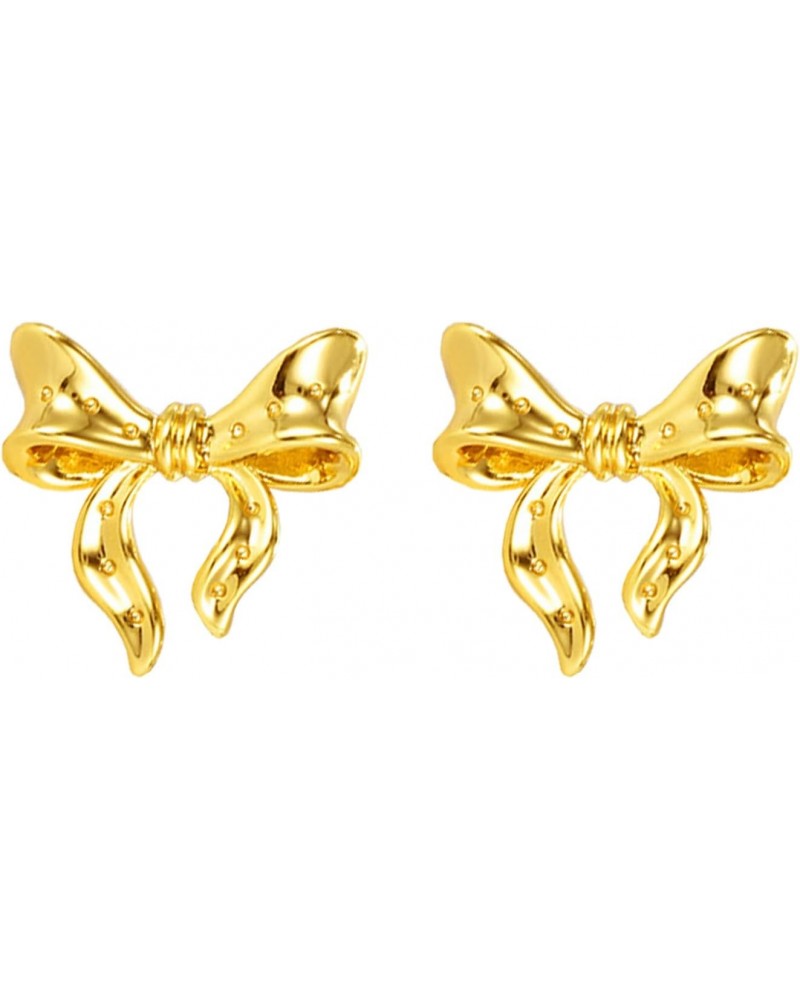 Bow Earrings Gold Silver Plated, Alloy Ribbon Stud Earrings for Women, Bow Jewelry Gift (Gold) $6.37 Earrings