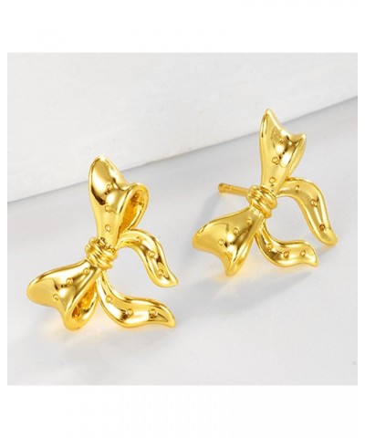 Bow Earrings Gold Silver Plated, Alloy Ribbon Stud Earrings for Women, Bow Jewelry Gift (Gold) $6.37 Earrings