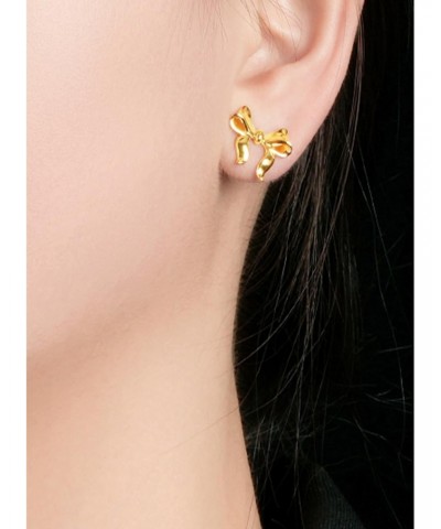 Bow Earrings Gold Silver Plated, Alloy Ribbon Stud Earrings for Women, Bow Jewelry Gift (Gold) $6.37 Earrings