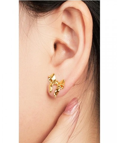 Bow Earrings Gold Silver Plated, Alloy Ribbon Stud Earrings for Women, Bow Jewelry Gift (Gold) $6.37 Earrings