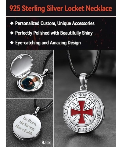 Locket Necklace for Men Women, Sterling Silver/Copper That Hold Pictures Personalized Round Picture Lockets Memorial Jewelry ...