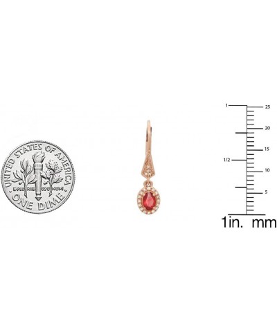 10K 5X3 MM Each Oval Gemstone & Round White Diamond Ladies Halo Style Dangling Earrings, Rose Gold Ruby $67.71 Earrings