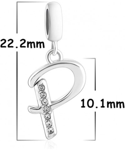 925 Sterling Silver Charm Pendant A to Z Clear CZ 26 Letter Alphabet Bead Charms Fit Bracelets Necklace DIY Jewelry Pendant S...