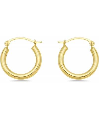 10K Gold High Polish 2mmx16mm Round French Lock Hoop Earrings - Jewelry for Women/Girls - Small Hoop Earrings $19.94 Earrings