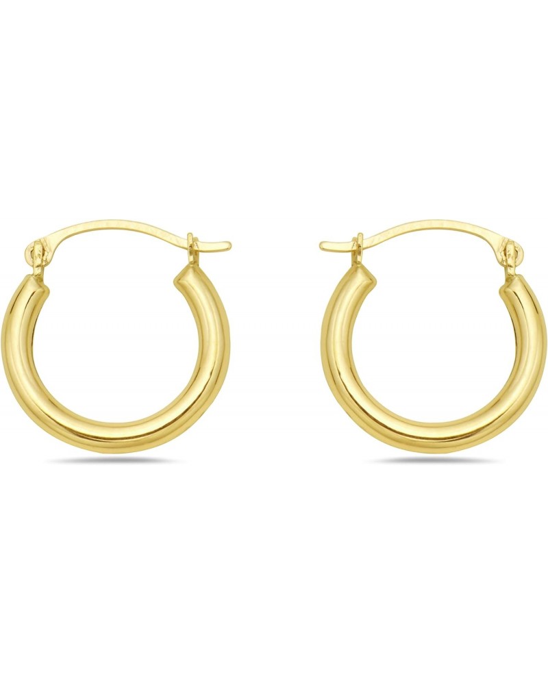 10K Gold High Polish 2mmx16mm Round French Lock Hoop Earrings - Jewelry for Women/Girls - Small Hoop Earrings $19.94 Earrings