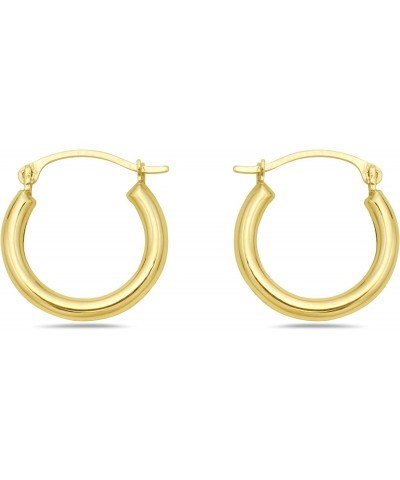 10K Gold High Polish 2mmx16mm Round French Lock Hoop Earrings - Jewelry for Women/Girls - Small Hoop Earrings $19.94 Earrings