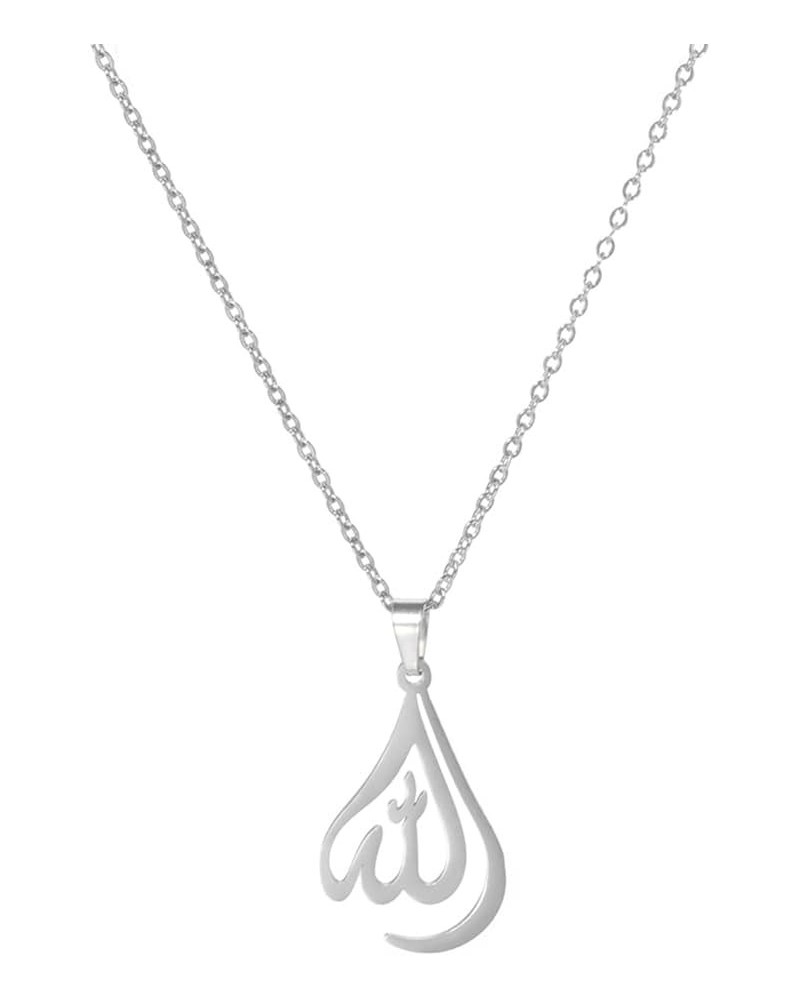 Islamic Muslim Allah Layered Necklaces For Women Stainless Steel Charm Water Drop Heart Shape Allah Pendant Double Layer Neck...