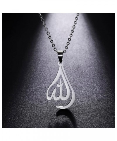 Islamic Muslim Allah Layered Necklaces For Women Stainless Steel Charm Water Drop Heart Shape Allah Pendant Double Layer Neck...