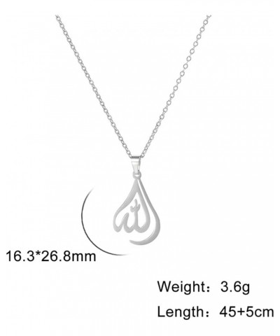 Islamic Muslim Allah Layered Necklaces For Women Stainless Steel Charm Water Drop Heart Shape Allah Pendant Double Layer Neck...