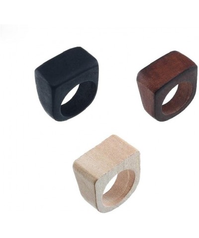 Original Natural Wood Rings Handmade Retro Geometric Round Statement Rings Vintage Bohemia Wooden African Ethnic Ring Jewelry...