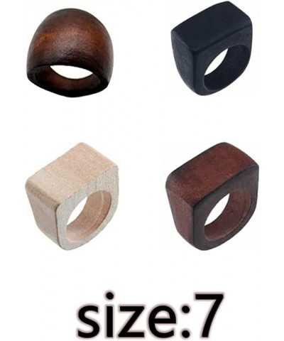 Original Natural Wood Rings Handmade Retro Geometric Round Statement Rings Vintage Bohemia Wooden African Ethnic Ring Jewelry...