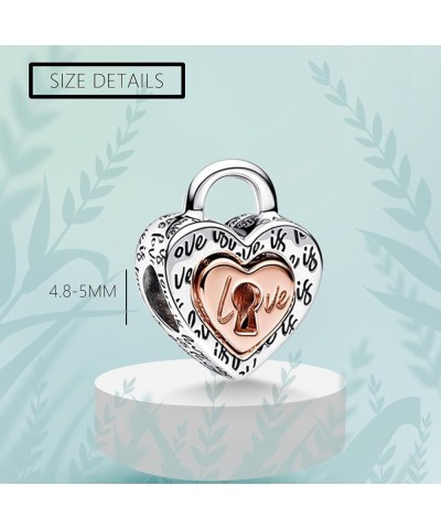 925 Sterling Silver Infinite Heart Beads Charm Kiss Pendant Crown Rose Charms Woman Lover Mom Wife Gift 3-Piece/Package Love ...