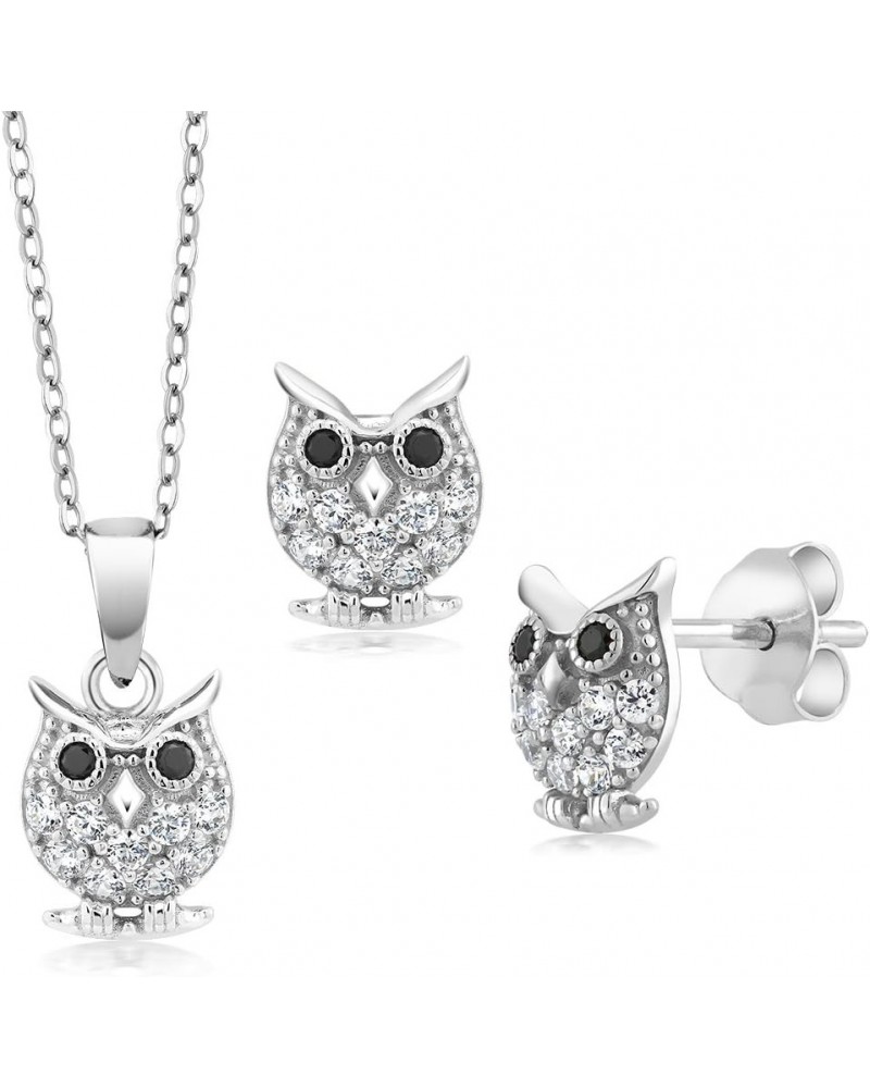 925 Sterling Silver Owl Pendant Earrings Set For Women With 18 Inch Chain $28.04 Jewelry Sets