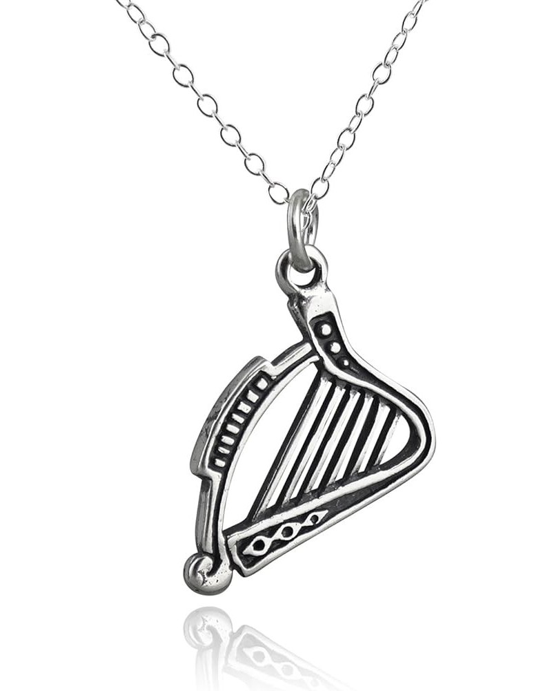 Sterling Silver Musical Instrument Charm Pendant Necklaces for Women HARP $16.52 Necklaces