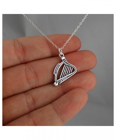 Sterling Silver Musical Instrument Charm Pendant Necklaces for Women HARP $16.52 Necklaces