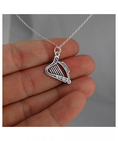 Sterling Silver Musical Instrument Charm Pendant Necklaces for Women HARP $16.52 Necklaces