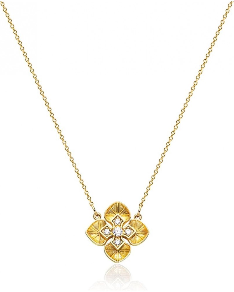 14K Gold Plated Flower Necklace for Women Dainty Cubic Zirconia Petals Flower Clover Snowflake Pendant Necklace Jewelry Gifts...