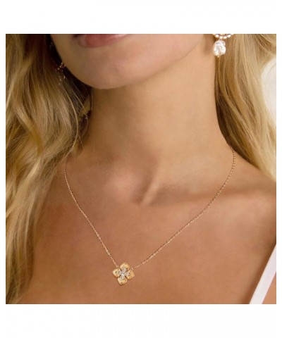 14K Gold Plated Flower Necklace for Women Dainty Cubic Zirconia Petals Flower Clover Snowflake Pendant Necklace Jewelry Gifts...