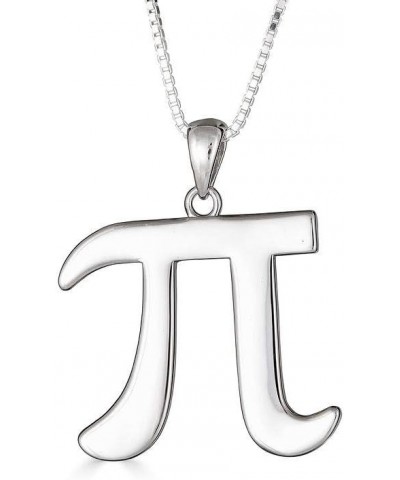 925 Solid Sterling Silver Pi Symbol Math Pendant Necklace Silver 18.0 Inches $18.43 Necklaces