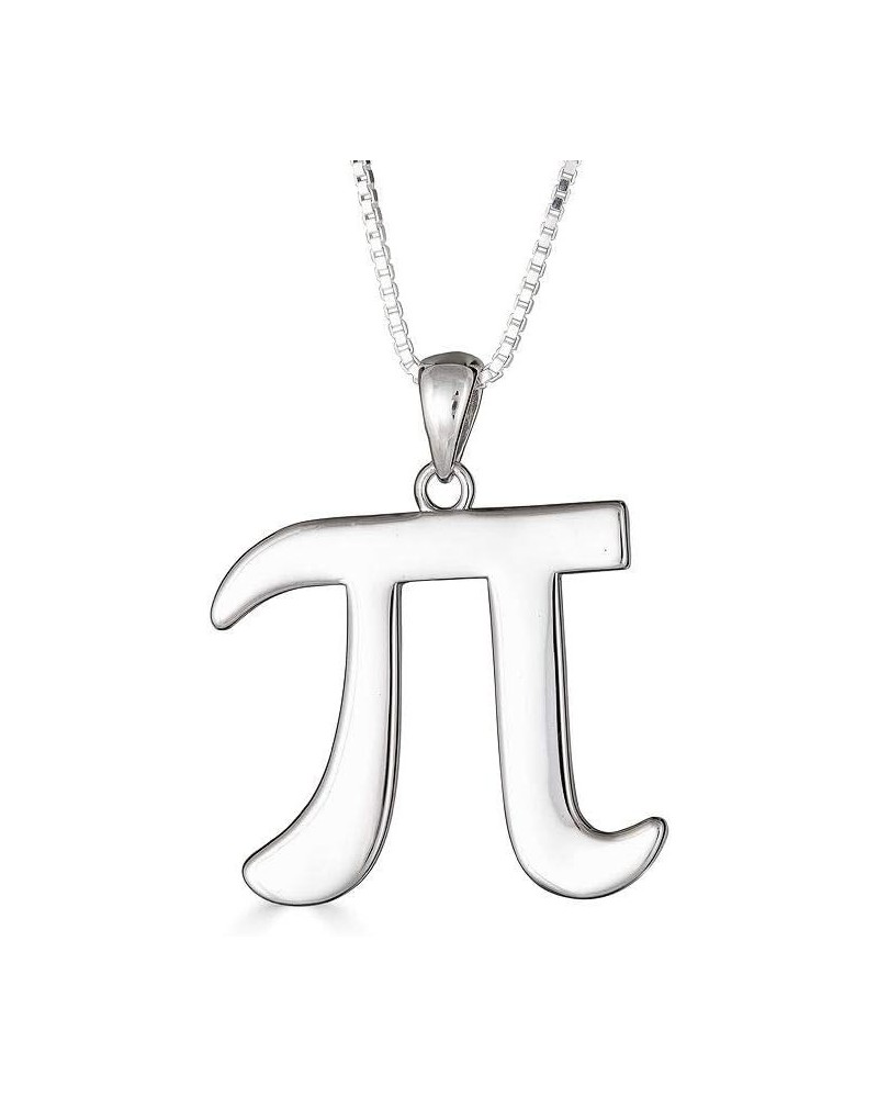 925 Solid Sterling Silver Pi Symbol Math Pendant Necklace Silver 18.0 Inches $18.43 Necklaces