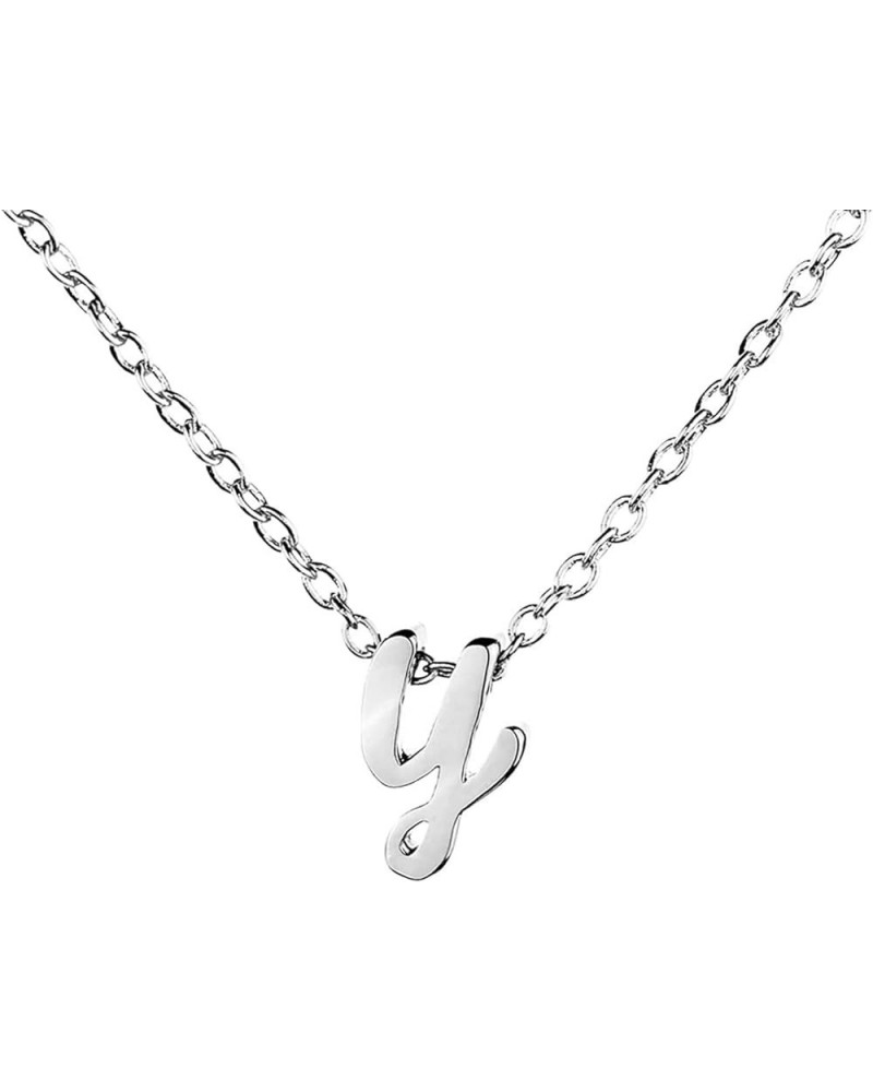 Silver Initial Necklace Initial Pendant Necklace Graduation Gift Personalized Necklace Y $14.79 Necklaces