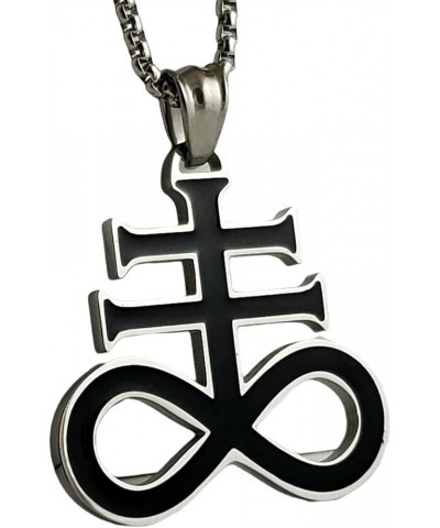 Brimstone Satanic Cross Leviathan Pendant Necklace Silver/Black $8.40 Necklaces