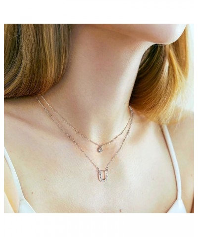 Dainty Layered Necklace for Women Trendy, 925 Sterling Silver Cubic Zirconia Pendant Necklace, Christmas Mother's Day Birthda...