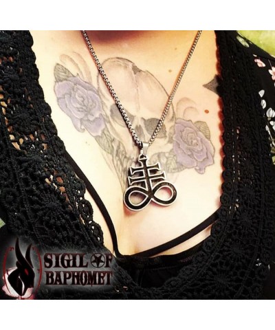 Brimstone Satanic Cross Leviathan Pendant Necklace Silver/Black $8.40 Necklaces