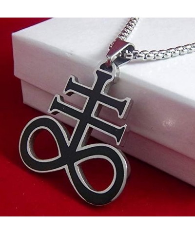 Brimstone Satanic Cross Leviathan Pendant Necklace Silver/Black $8.40 Necklaces