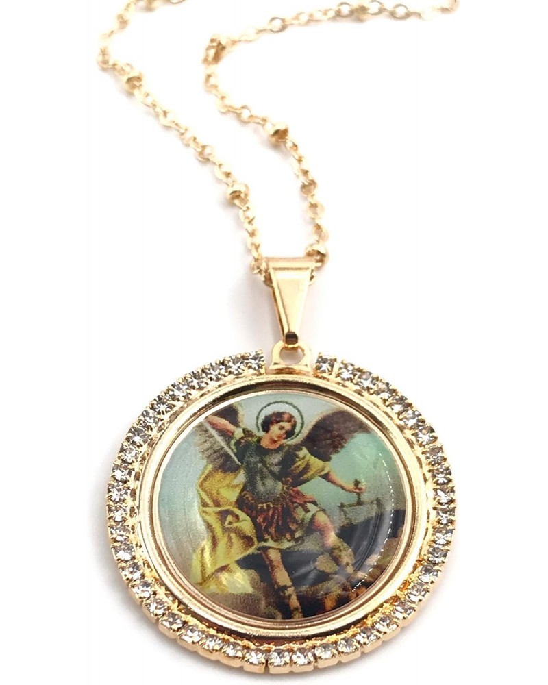 St Michael The Archangel Pendant Necklace 18K Gold Plated Chain 18 Inches Length $16.40 Necklaces