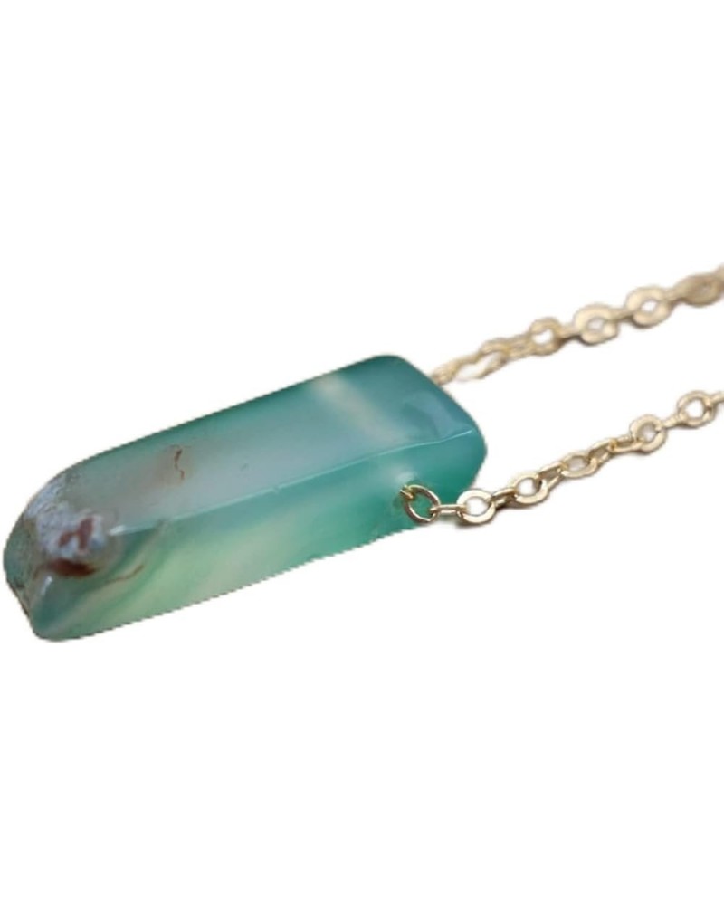 Gold Chains Raw Stone Slab Pendants Crystal Natural Quartzs Citrines Gems Necklace,Purple Jade Green Agate $9.59 Necklaces