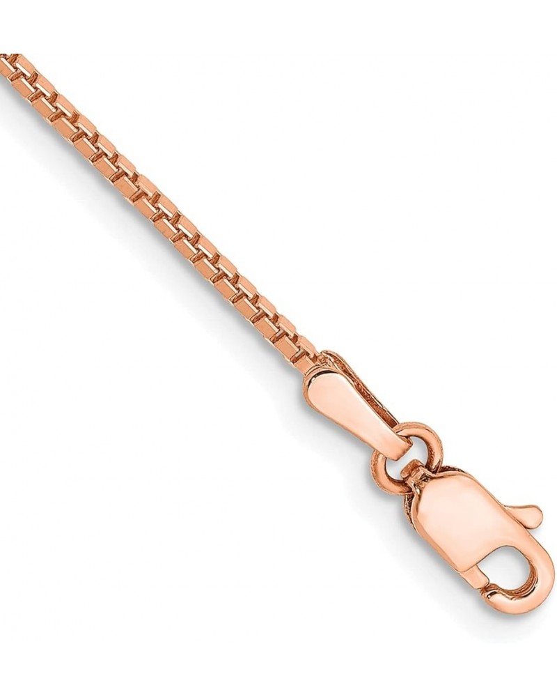 Solid 14K Rose Gold 1.10mm Box Link with Lobster Lock Chain -7.0" 8.0 8.0 Inches $81.40 Bracelets