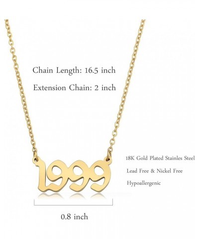 Birth Year Number Necklace for Women 18K Gold Plated Stainless Steel Birthday Pendant Necklace Memorable Anniversary Jewelry ...