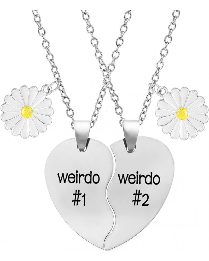 Best Friend Necklaces BFF Necklace for 2 Friendship Valentines Day Gifts Split Heart Necklace Weirdo 1 Weirdo 2 Best Friends ...