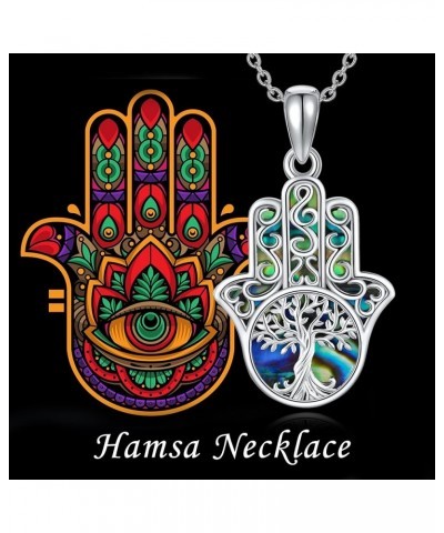 Hamsa Hand Necklace Sterling Silver Hand Of Fatima Pendant Necklace Hamsa Hand Jewelry Gifts for Women Men A $16.34 Necklaces