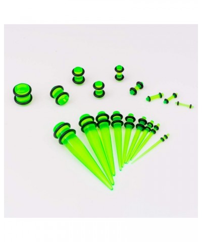 50 Pcs 14G-00G Ear Stretching Kit Acrylic Tapers Plugs Silicone Tunnels Gauges Expander Set Body Piercing Jewelry… Green $7.9...