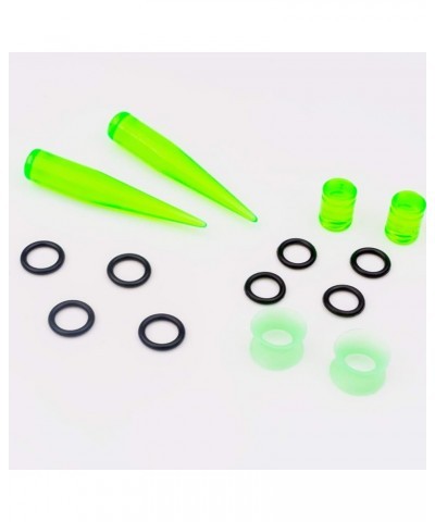 50 Pcs 14G-00G Ear Stretching Kit Acrylic Tapers Plugs Silicone Tunnels Gauges Expander Set Body Piercing Jewelry… Green $7.9...