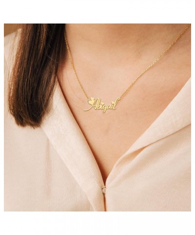 Personalized Name Necklace with Heart Dainty 18K Gold Plated Nameplate Necklace Custom Name Jewelry Gifts for Women Teen Girl...