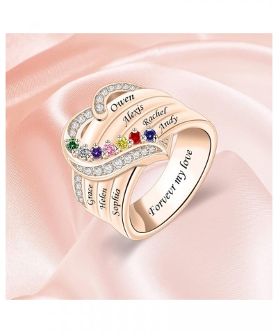 Personalized 1/2/3/4/5/6/7/8 Stones Rings for Her Heart Mother Ring with Simulated Birthstones Custom Mother Daughter Ring Je...