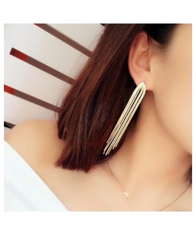 Trendy Gold Long Tassel Earrings Simple Chandelier Tassel Chain Dangle Drop Earrings Bridesmaid Wedding Party Prom Earrings W...